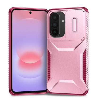 For Galaxy A27 5G Sliding Camshield Phone Case - Pink + Rose Red - EDA006652213C