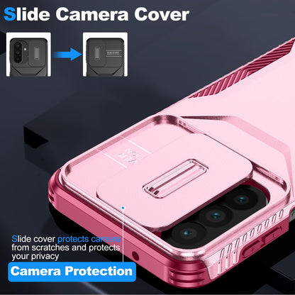 For Galaxy A27 5G Sliding Camshield Phone Case - Pink + Rose Red - EDA006652213C