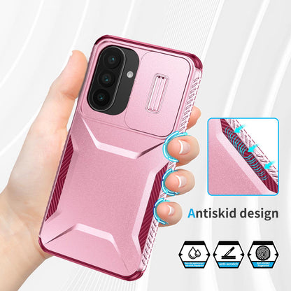 For Galaxy A27 5G Sliding Camshield Phone Case - Pink + Rose Red - EDA006652213C