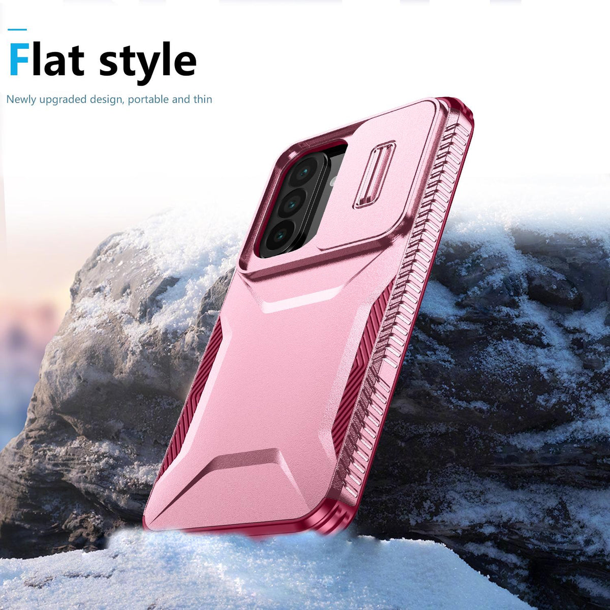 For Galaxy A27 5G Sliding Camshield Phone Case - Pink + Rose Red - EDA006652213C