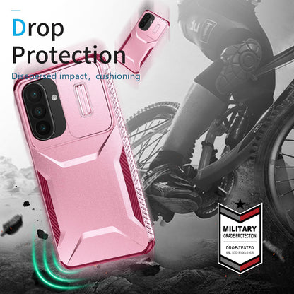 For Galaxy A27 5G Sliding Camshield Phone Case - Pink + Rose Red - EDA006652213C