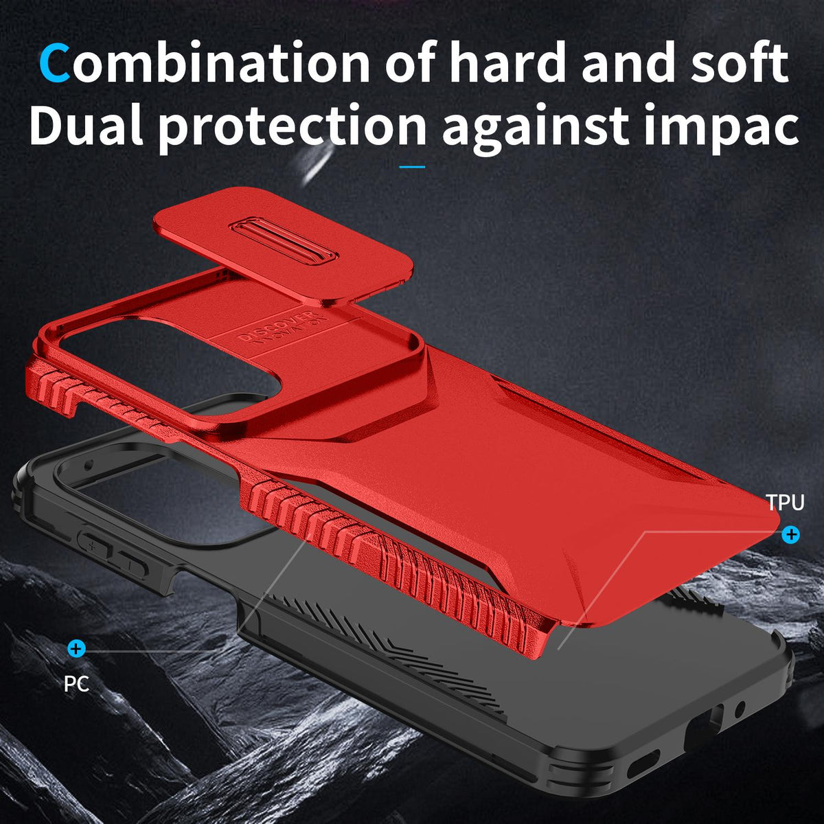 For Galaxy A27 5G Sliding Camshield Phone Case - Red - EDA006652213E