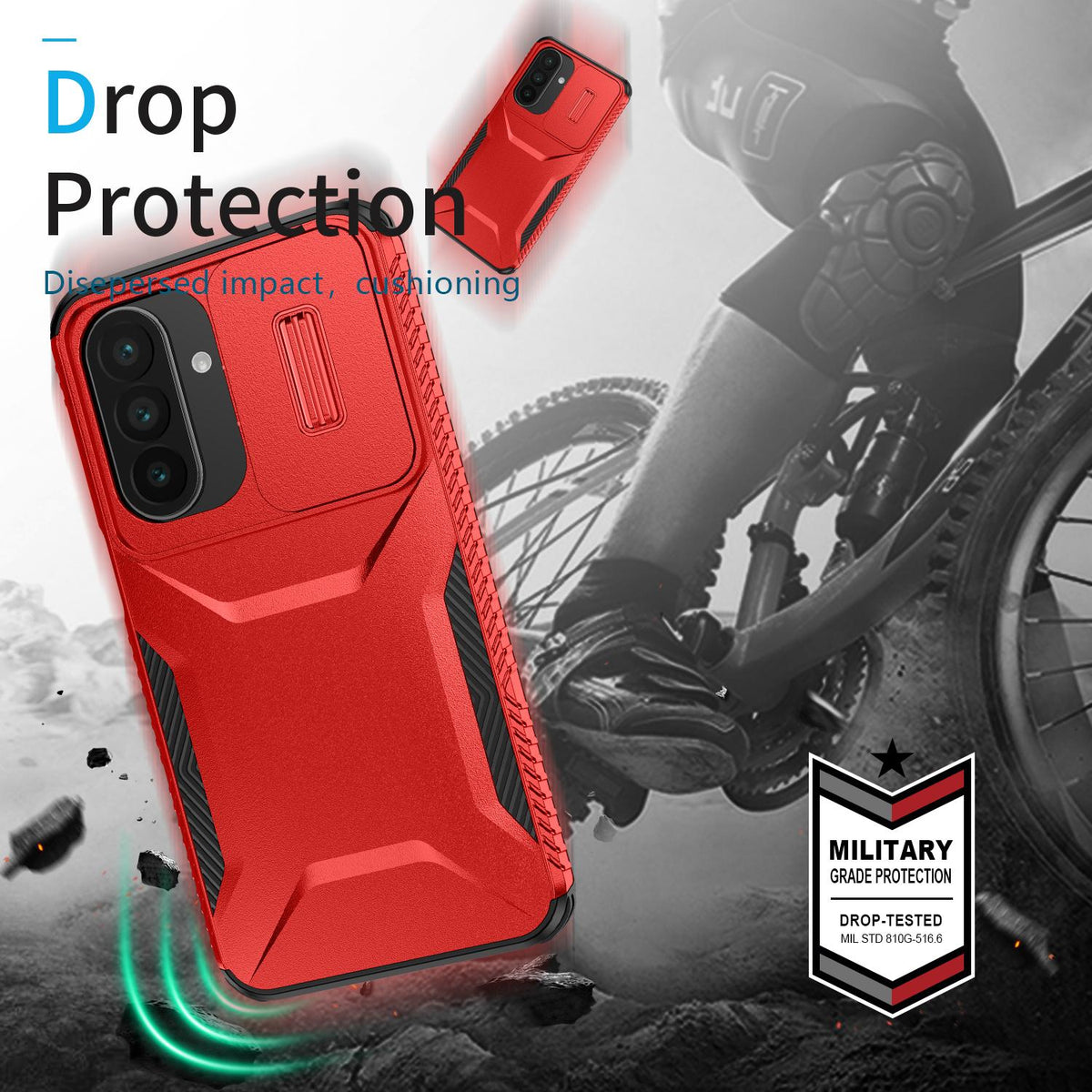 For Galaxy A27 5G Sliding Camshield Phone Case - Red - EDA006652213E