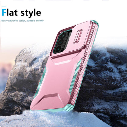For Galaxy A27 5G Sliding Camshield Phone Case - Grey Green + Pink - EDA006652213F