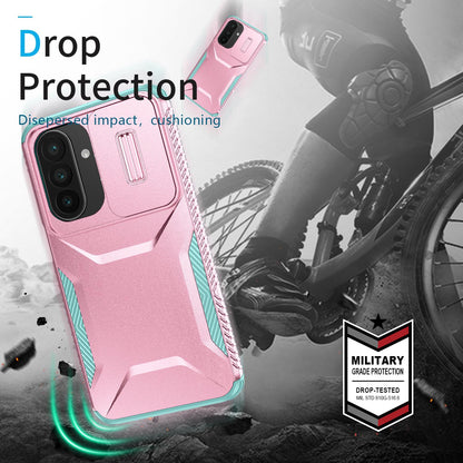 For Galaxy A27 5G Sliding Camshield Phone Case - Grey Green + Pink - EDA006652213F