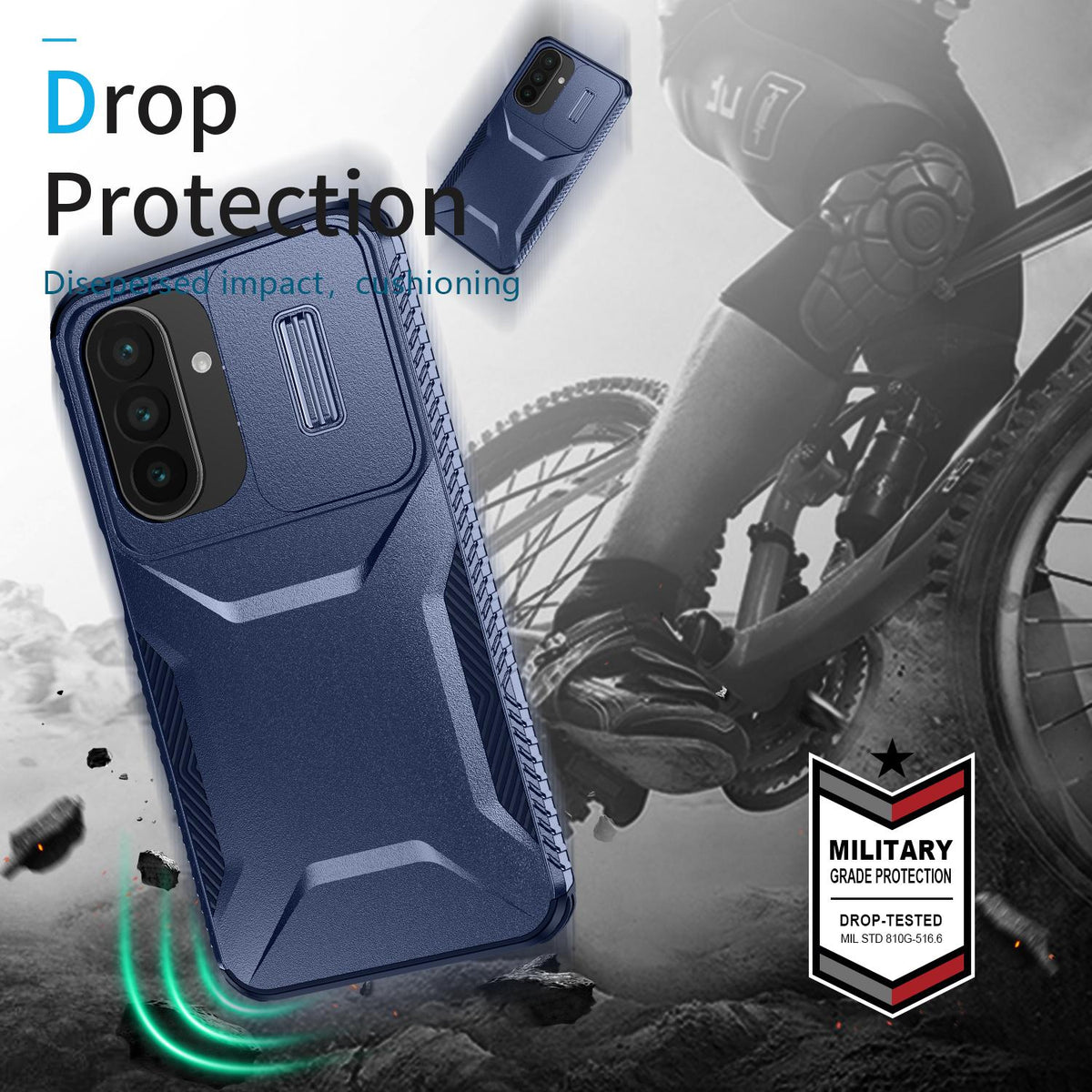 For Galaxy A27 5G Sliding Camshield Phone Case - Blue - EDA006652213G