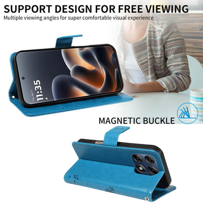For Motorola Edge 70 Pro 5G Tree & Cat Embossed Pattern Flip Leather Phone Case - Blue - EDA006653315D
