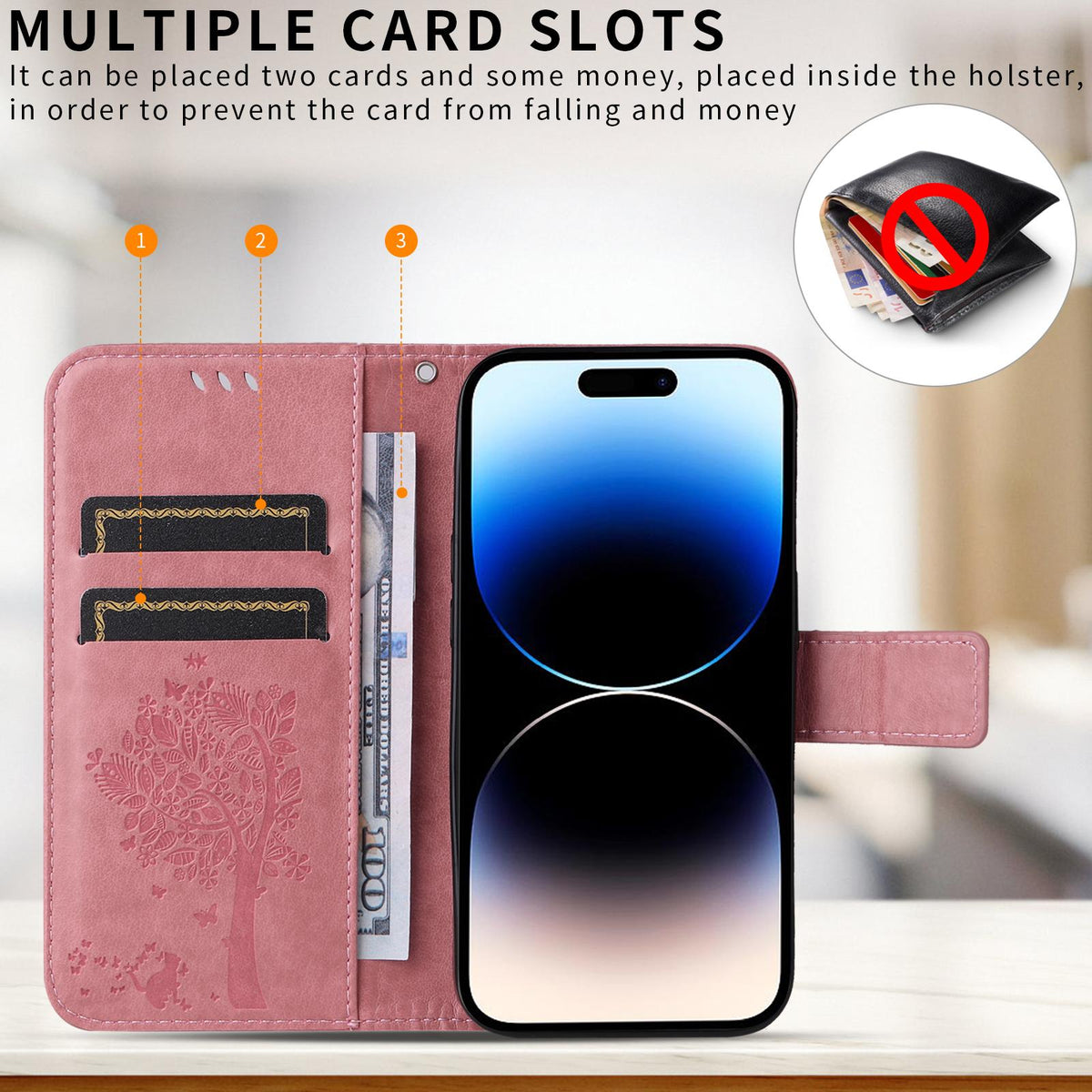 For Xiaomi 17T Pro 5G Global Tree & Cat Embossed Pattern Flip Leather Phone Case - Pink - EDA006653814A