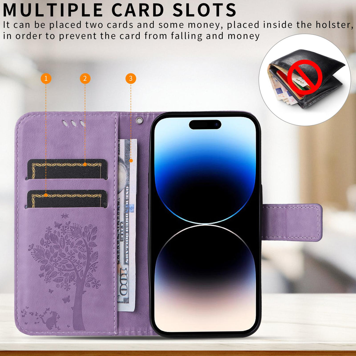 For Xiaomi 17T Pro 5G Global Tree & Cat Embossed Pattern Flip Leather Phone Case - Light Purple - EDA006653814C