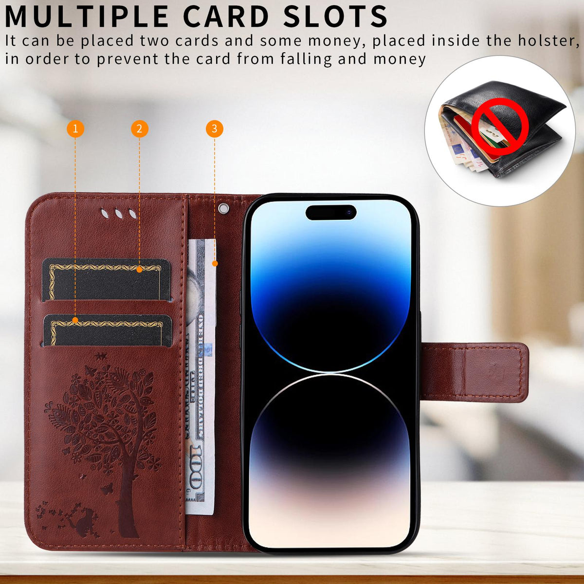 For Xiaomi 17T Pro 5G Global Tree & Cat Embossed Pattern Flip Leather Phone Case - Coffee - EDA006653814H