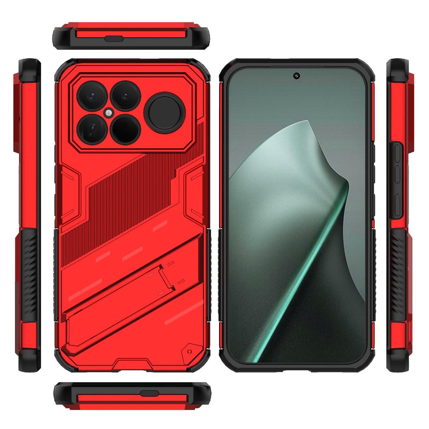 For Redmi K90 Pro Max / Poco F8 Ultra Punk Armor 2 in 1 PC + TPU Phone Case with Holder(Red)