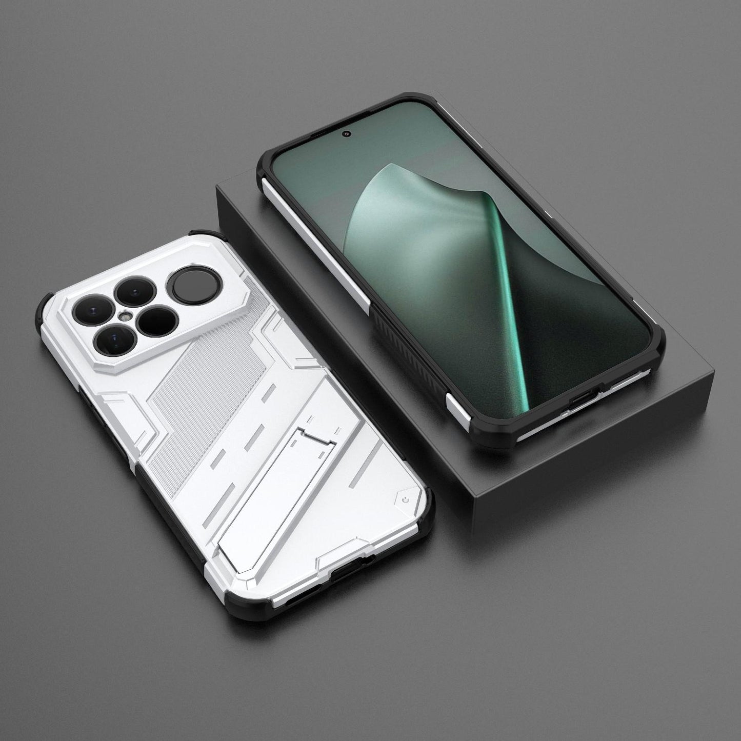 For Redmi K90 Pro Max / Poco F8 Ultra Punk Armor 2 in 1 PC + TPU Phone Case with Holder(White)
