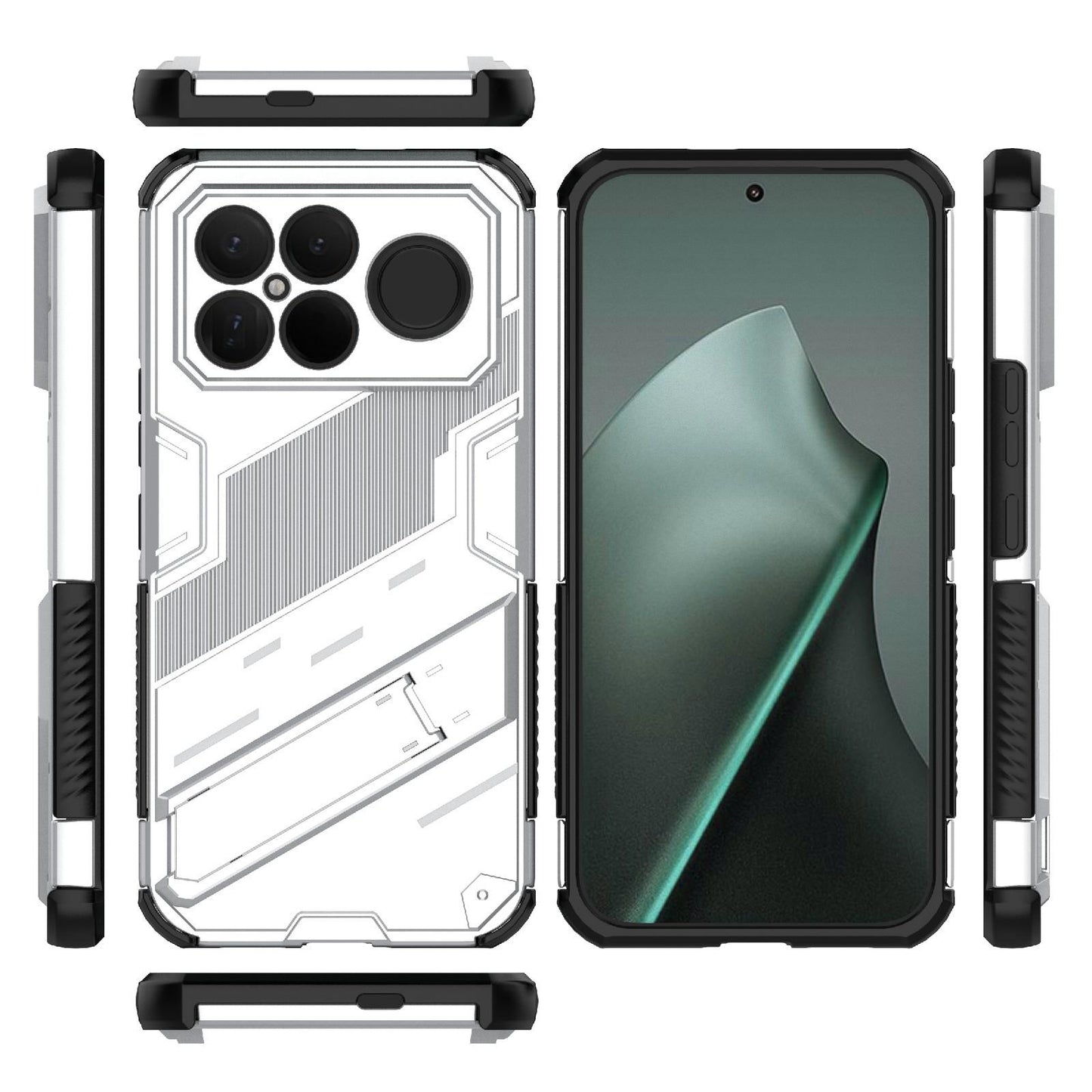 For Redmi K90 Pro Max / Poco F8 Ultra Punk Armor 2 in 1 PC + TPU Phone Case with Holder(White)