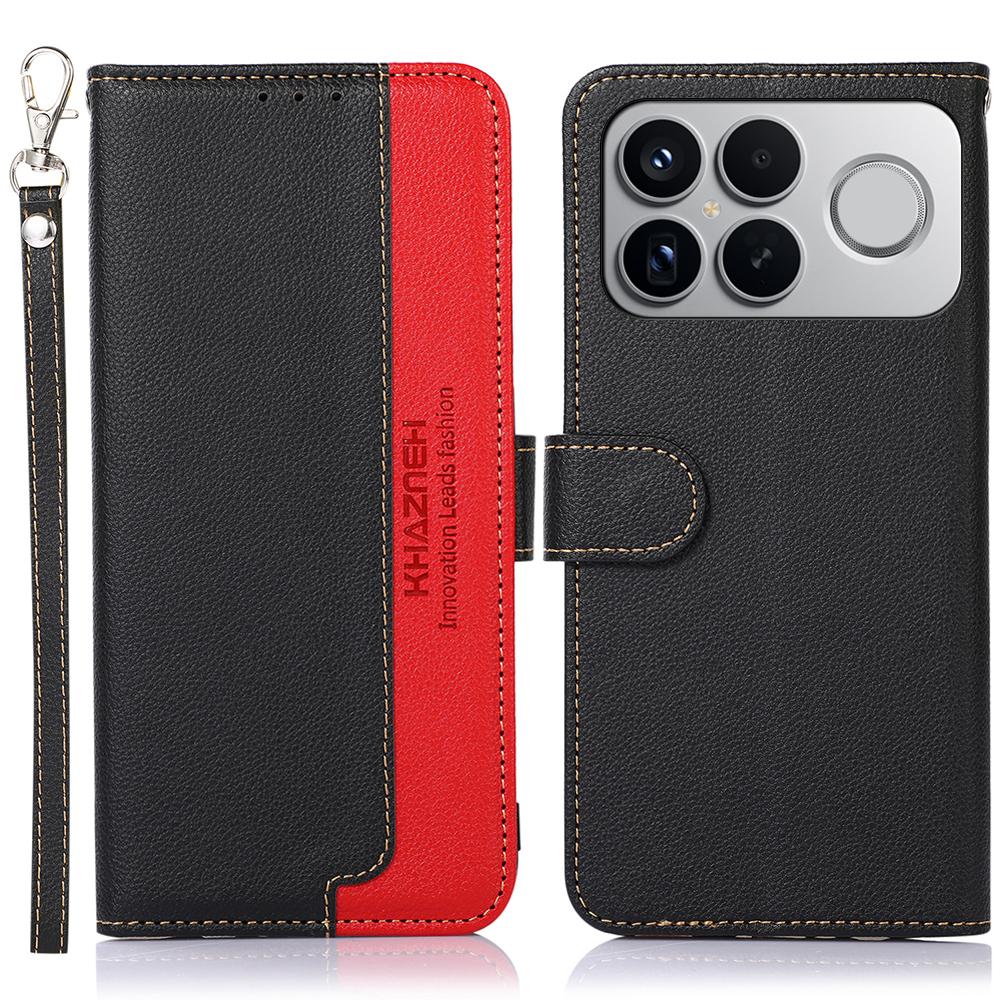 For Redmi K90 Pro Max/Poco F8 Ultra KHAZNEH Litchi Texture Leather RFID Phone Case(Black)