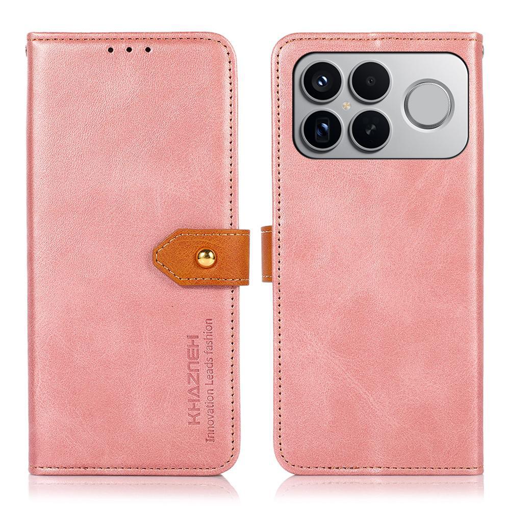 For Redmi K90 Pro Max/Poco F8 Ultra KHAZNEH Cowhide Texture Flip Leather Phone Case(Rose Gold)