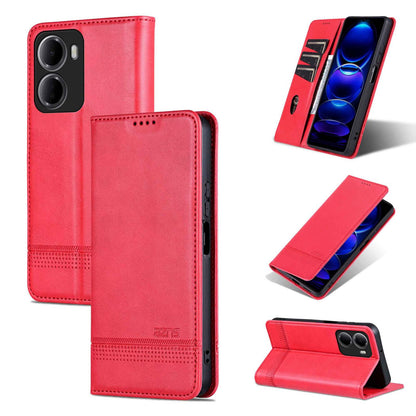 For Redmi 15a 5G AZNS Magnetic Calf Texture Flip Leather Phone Case(Red)