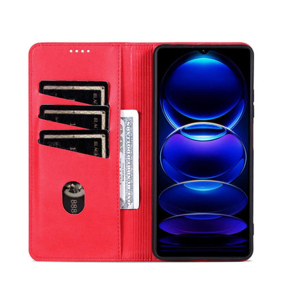 For Redmi 15a 5G AZNS Magnetic Calf Texture Flip Leather Phone Case(Red)