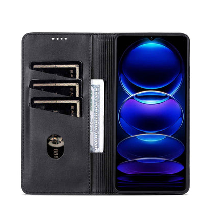 For Redmi 15a 5G AZNS Magnetic Calf Texture Flip Leather Phone Case(Black)