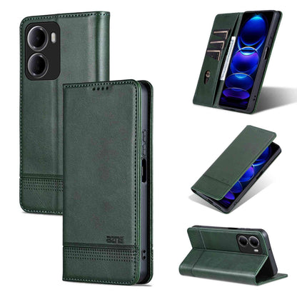 For Redmi 15a 5G AZNS Magnetic Calf Texture Flip Leather Phone Case(Dark Green)