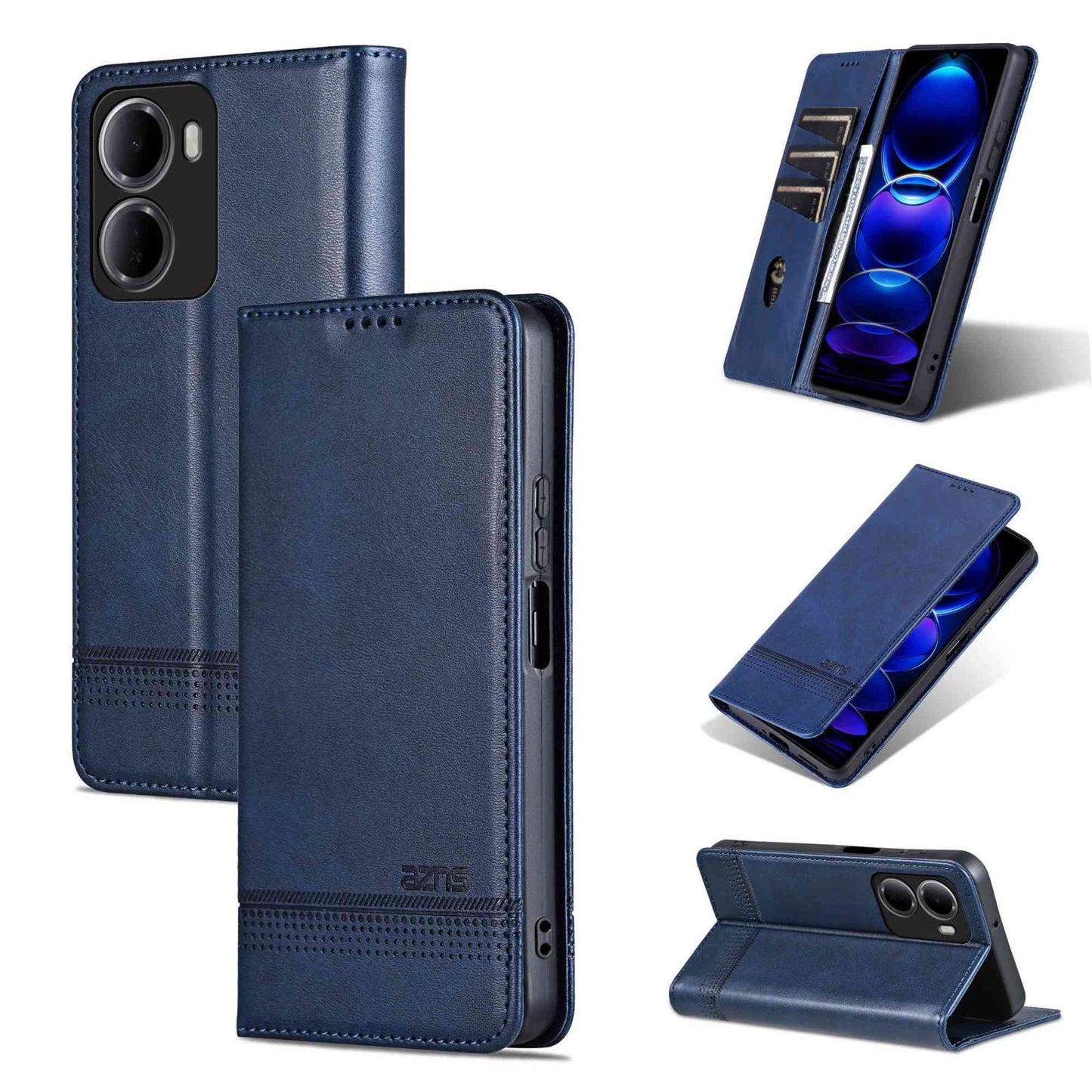 For Redmi 15a 5G AZNS Magnetic Calf Texture Flip Leather Phone Case(Dark Blue)