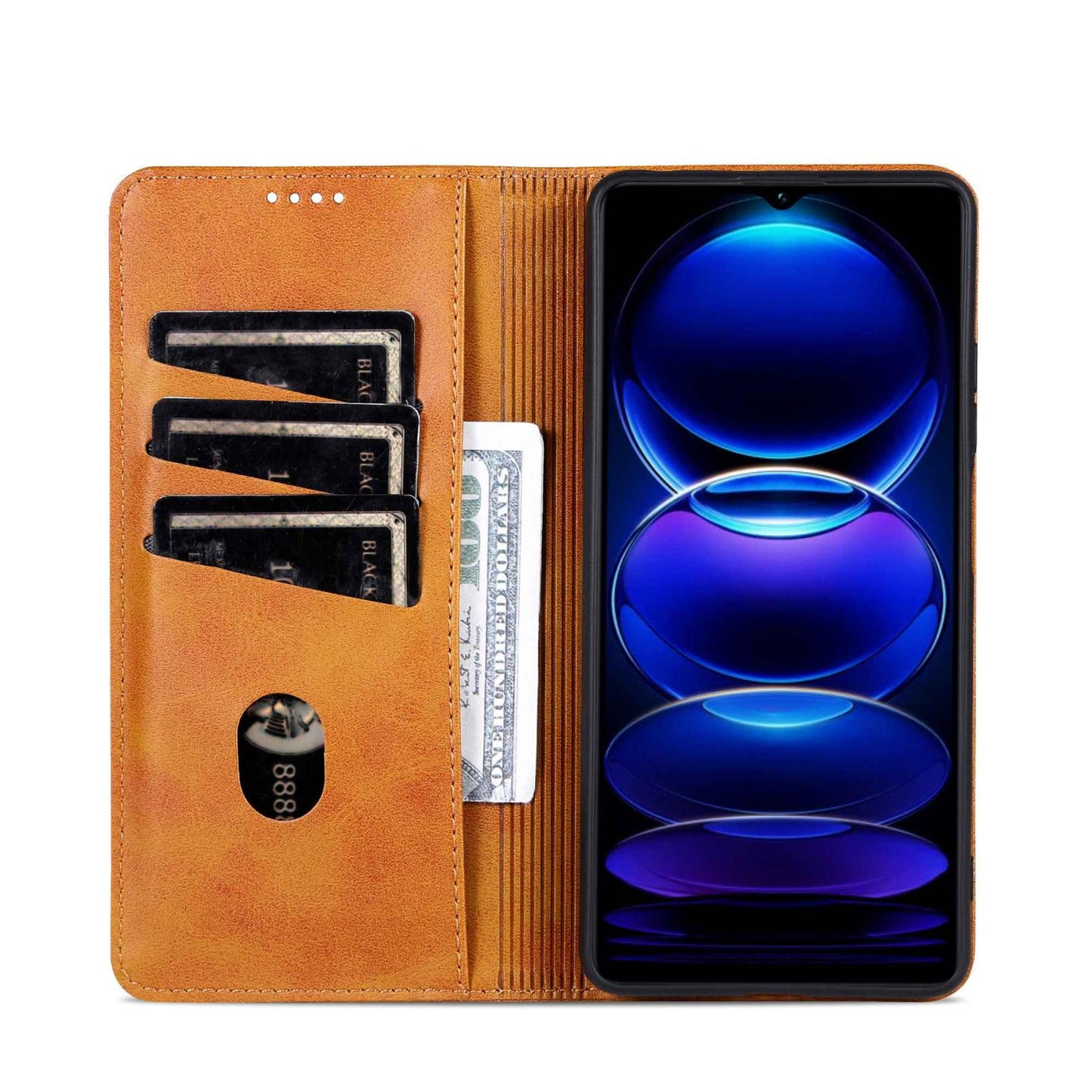 For Redmi 15a 5G AZNS Magnetic Calf Texture Flip Leather Phone Case(Light Brown)