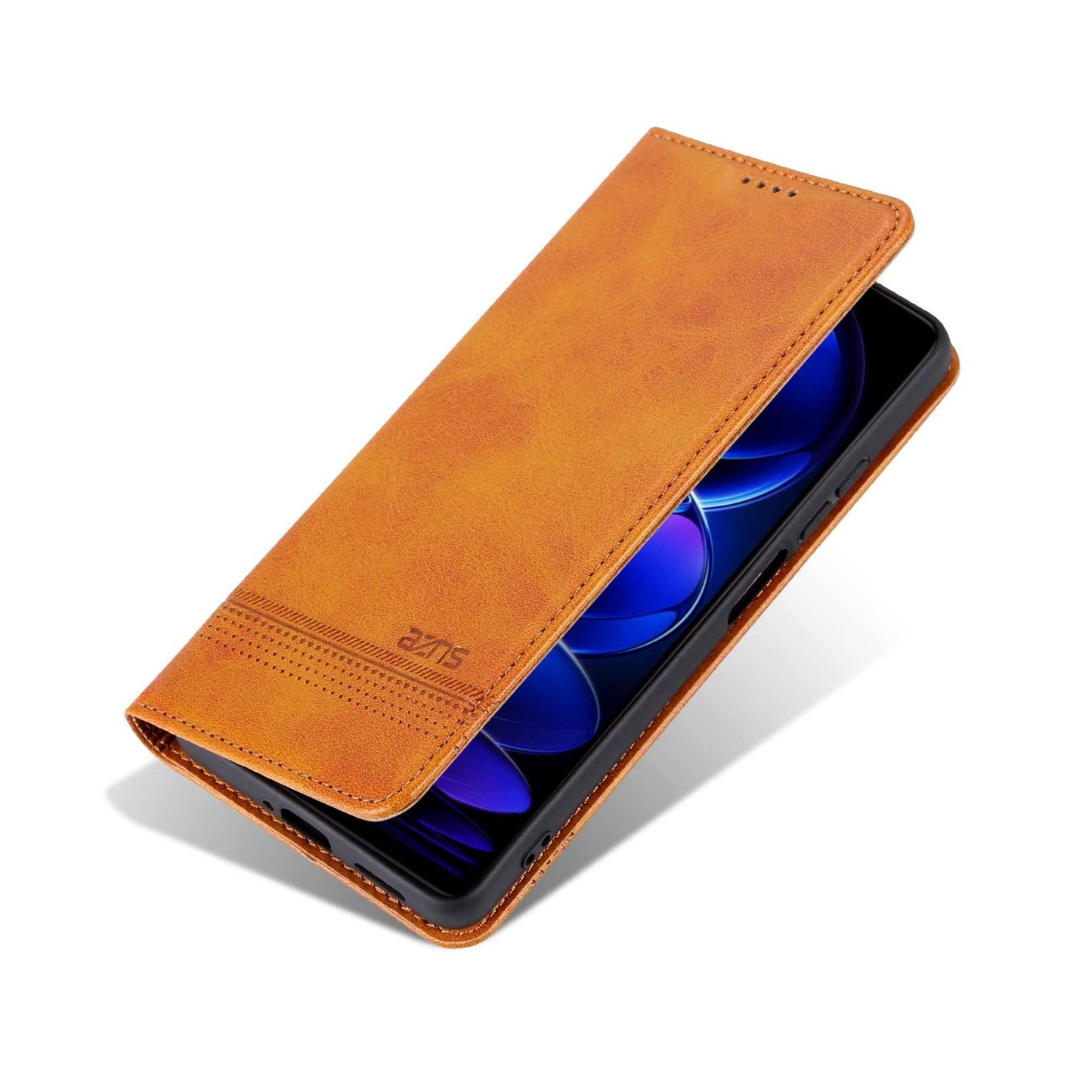 For Redmi 15a 5G AZNS Magnetic Calf Texture Flip Leather Phone Case(Light Brown)