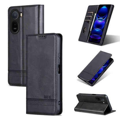 For Redmi A7 Pro 5G/4G 171mm/Poco C85x 5G AZNS Magnetic Calf Texture Flip Leather Phone Case(Black)