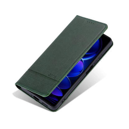 For Redmi A7 Pro 5G/4G 171mm/Poco C85x 5G AZNS Magnetic Calf Texture Flip Leather Phone Case(Dark Green)