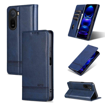 For Redmi A7 Pro 5G/4G 171mm/Poco C85x 5G AZNS Magnetic Calf Texture Flip Leather Phone Case(Dark Blue)
