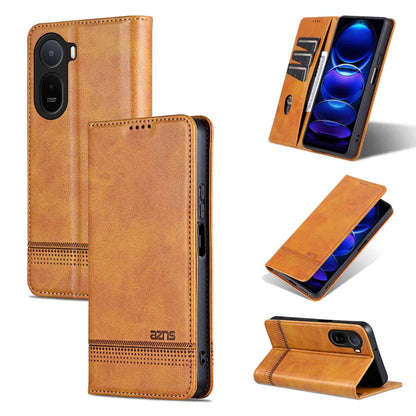 For Redmi A7 Pro 5G/4G 171mm/Poco C85x 5G AZNS Magnetic Calf Texture Flip Leather Phone Case(Light Brown)