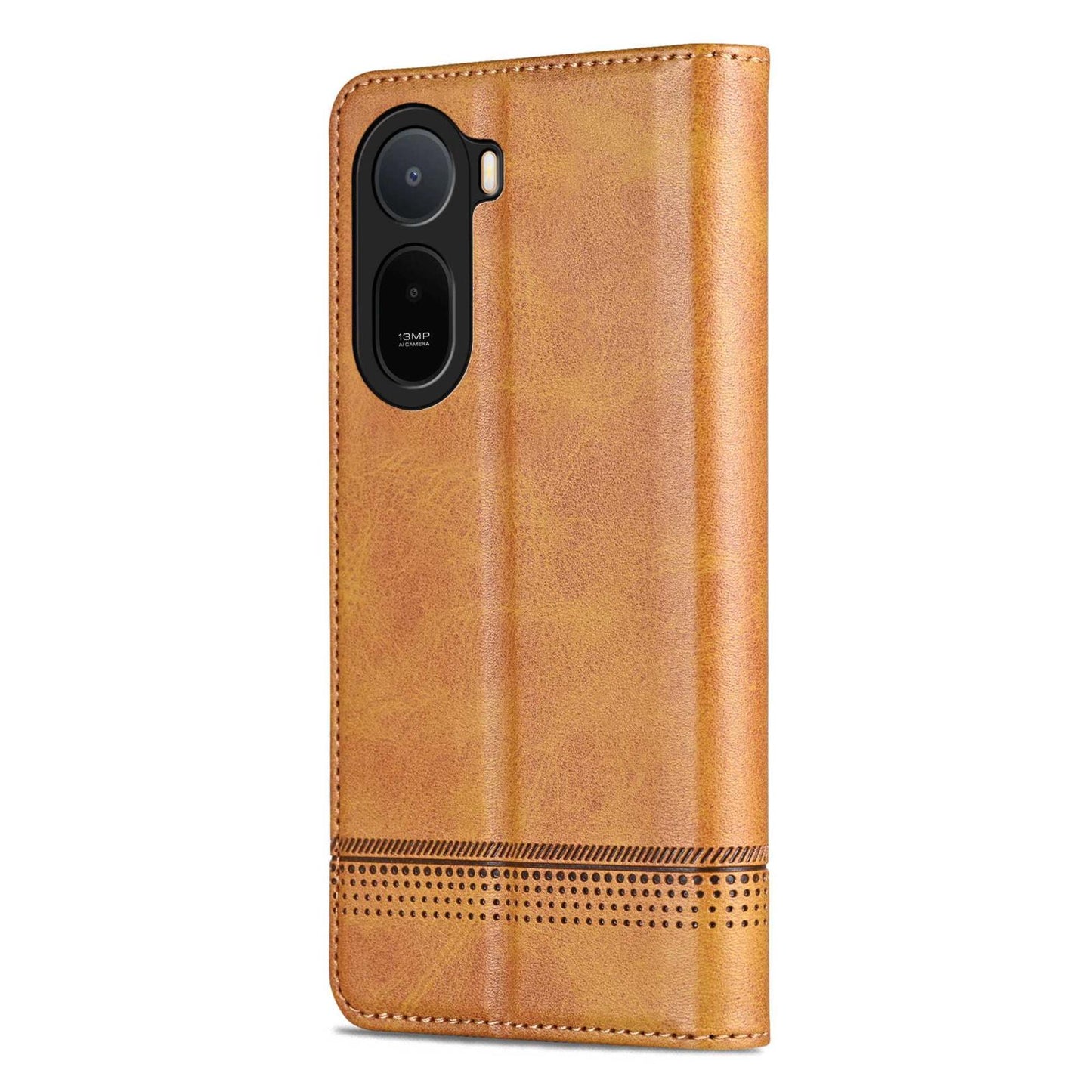 For Redmi A7 Pro 5G/4G 171mm/Poco C85x 5G AZNS Magnetic Calf Texture Flip Leather Phone Case(Light Brown)