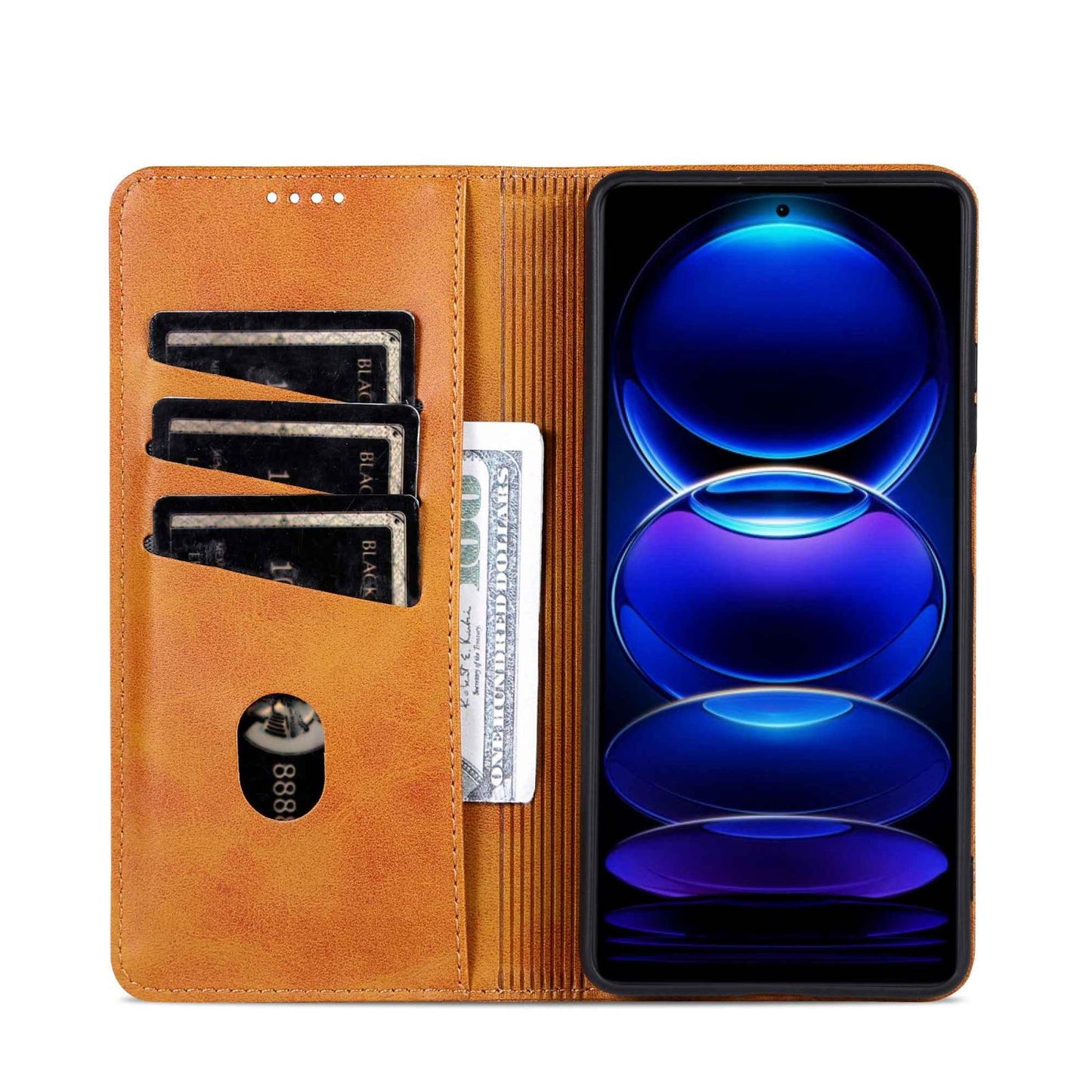 For Redmi A7 Pro 5G/4G 171mm/Poco C85x 5G AZNS Magnetic Calf Texture Flip Leather Phone Case(Light Brown)