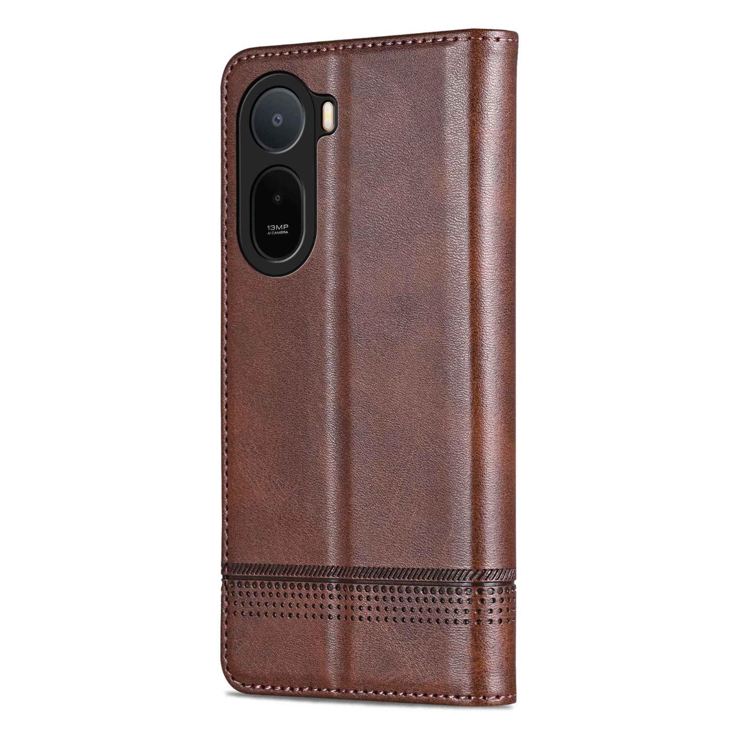For Redmi A7 Pro 5G/4G 171mm/Poco C85x 5G AZNS Magnetic Calf Texture Flip Leather Phone Case(Dark Brown)