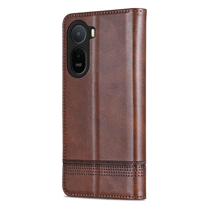 For Redmi A7 Pro 5G/4G 171mm/Poco C85x 5G AZNS Magnetic Calf Texture Flip Leather Phone Case(Dark Brown)