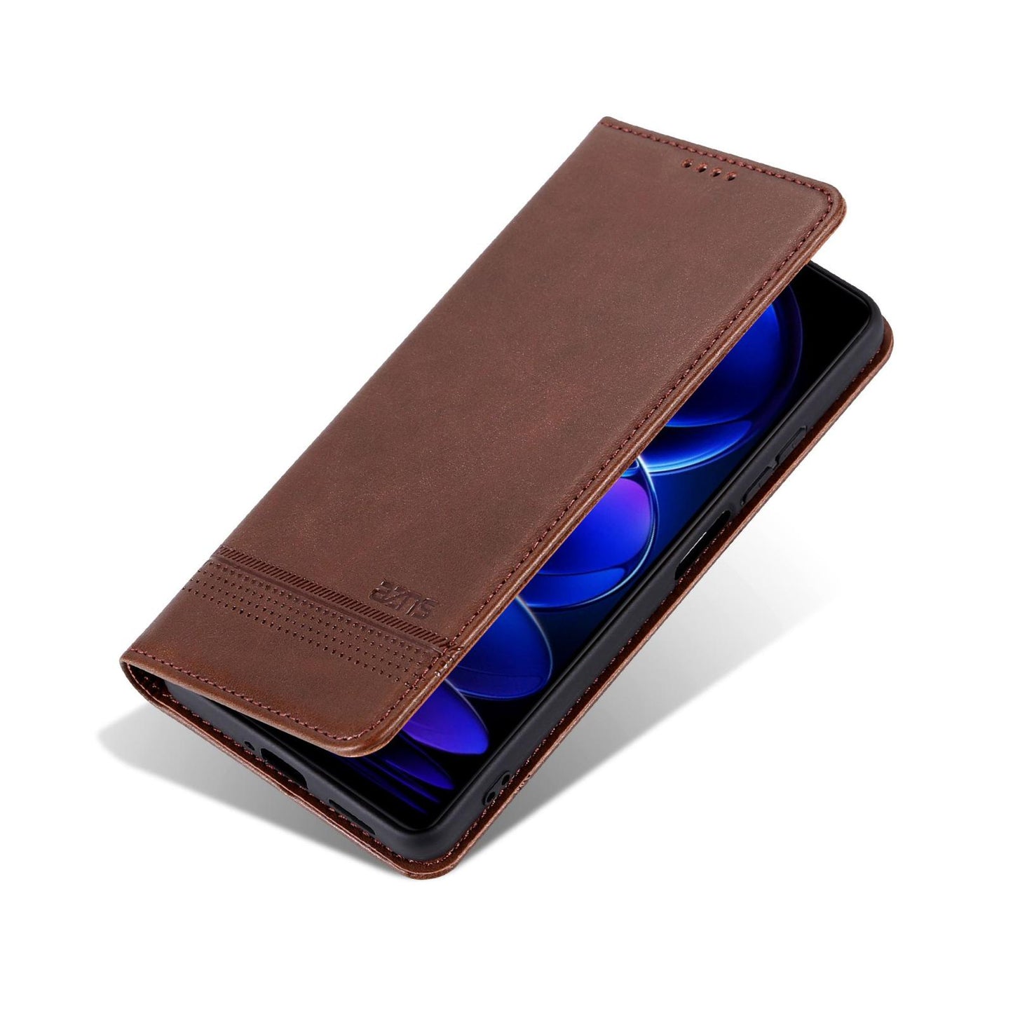 For Redmi A7 Pro 5G/4G 171mm/Poco C85x 5G AZNS Magnetic Calf Texture Flip Leather Phone Case(Dark Brown)