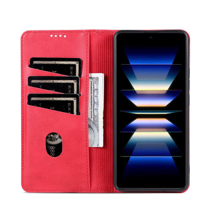For Redmi Note 17 Pro 5G Global 163mm AZNS Magnetic Calf Texture Flip Leather Phone Case(Red)