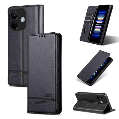 For Redmi Note 17 Pro 5G Global 163mm AZNS Magnetic Calf Texture Flip Leather Phone Case(Black)