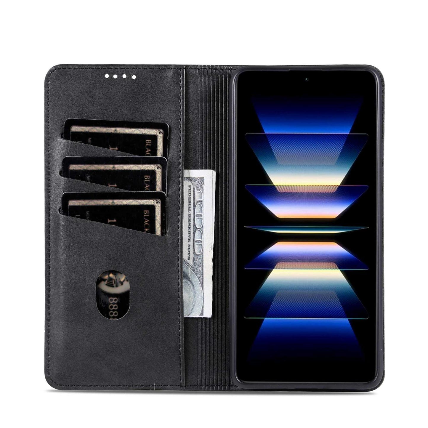 For Redmi Note 17 Pro 5G Global 163mm AZNS Magnetic Calf Texture Flip Leather Phone Case(Black)