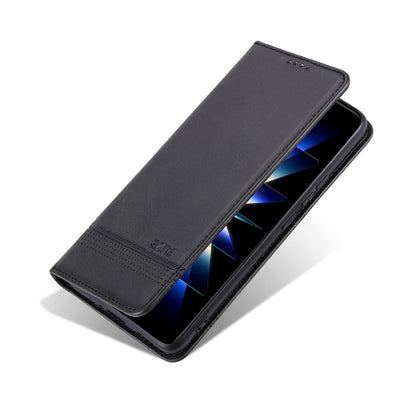 For Redmi Note 17 Pro 5G Global 163mm AZNS Magnetic Calf Texture Flip Leather Phone Case(Black)