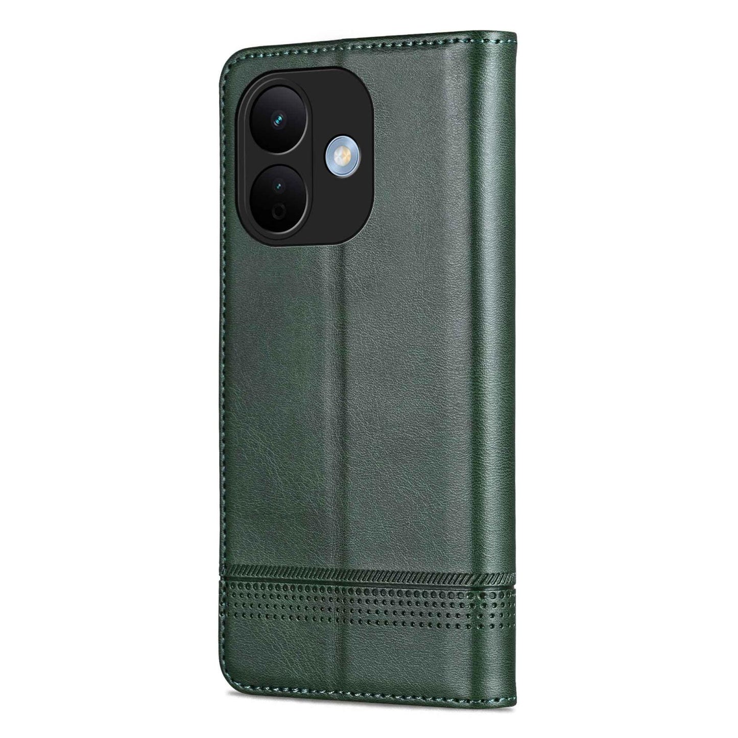 For Redmi Note 17 Pro 5G Global 163mm AZNS Magnetic Calf Texture Flip Leather Phone Case(Dark Green)