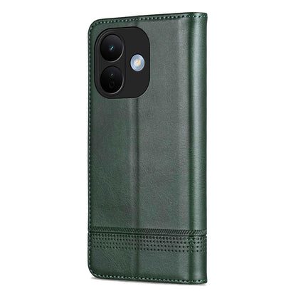 For Redmi Note 17 Pro 5G Global 163mm AZNS Magnetic Calf Texture Flip Leather Phone Case(Dark Green)