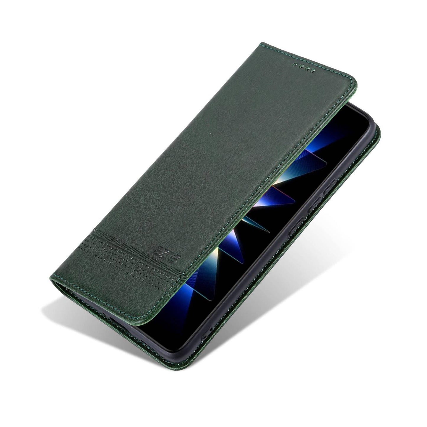 For Redmi Note 17 Pro 5G Global 163mm AZNS Magnetic Calf Texture Flip Leather Phone Case(Dark Green)