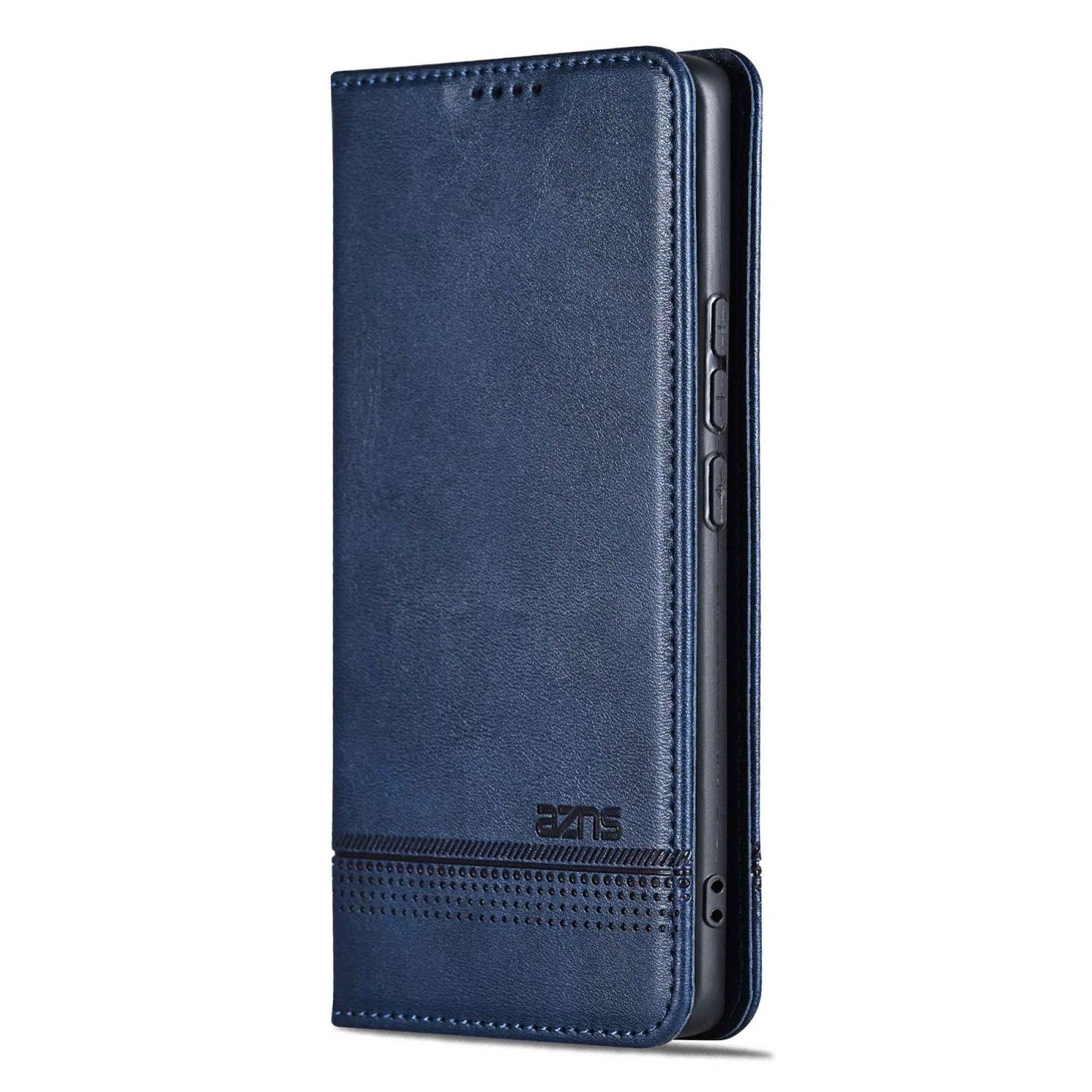 For Redmi Note 17 Pro 5G Global 163mm AZNS Magnetic Calf Texture Flip Leather Phone Case(Dark Blue)