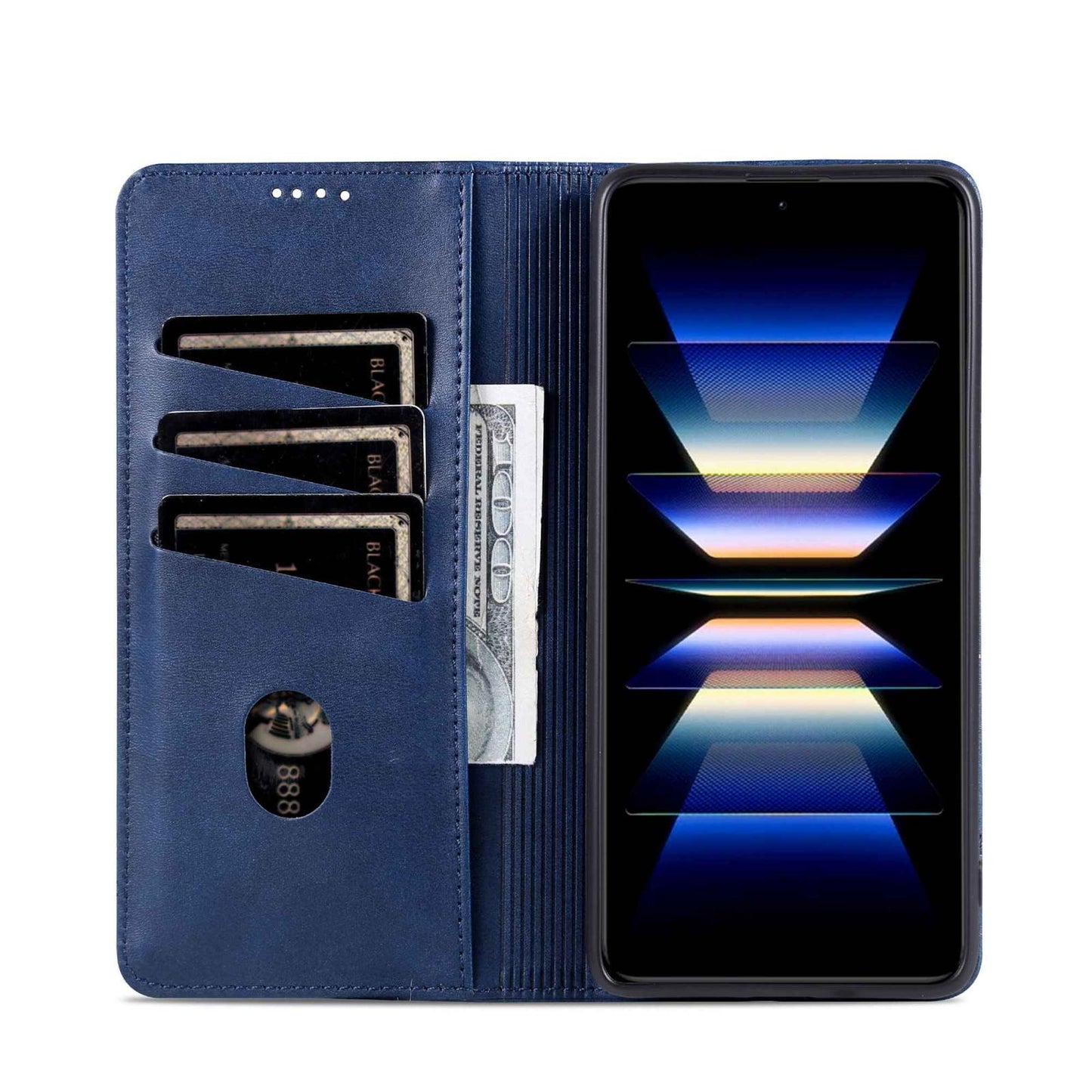 For Redmi Note 17 Pro 5G Global 163mm AZNS Magnetic Calf Texture Flip Leather Phone Case(Dark Blue)