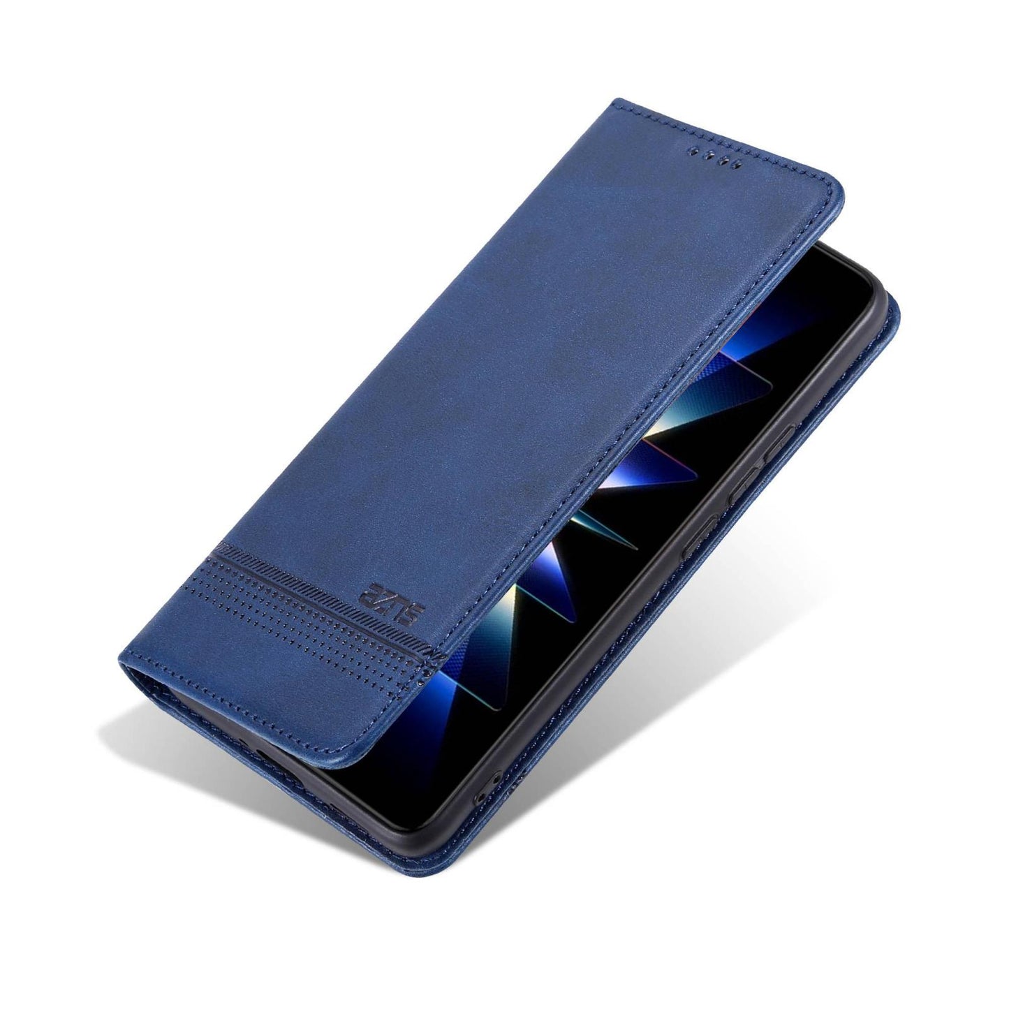 For Redmi Note 17 Pro 5G Global 163mm AZNS Magnetic Calf Texture Flip Leather Phone Case(Dark Blue)