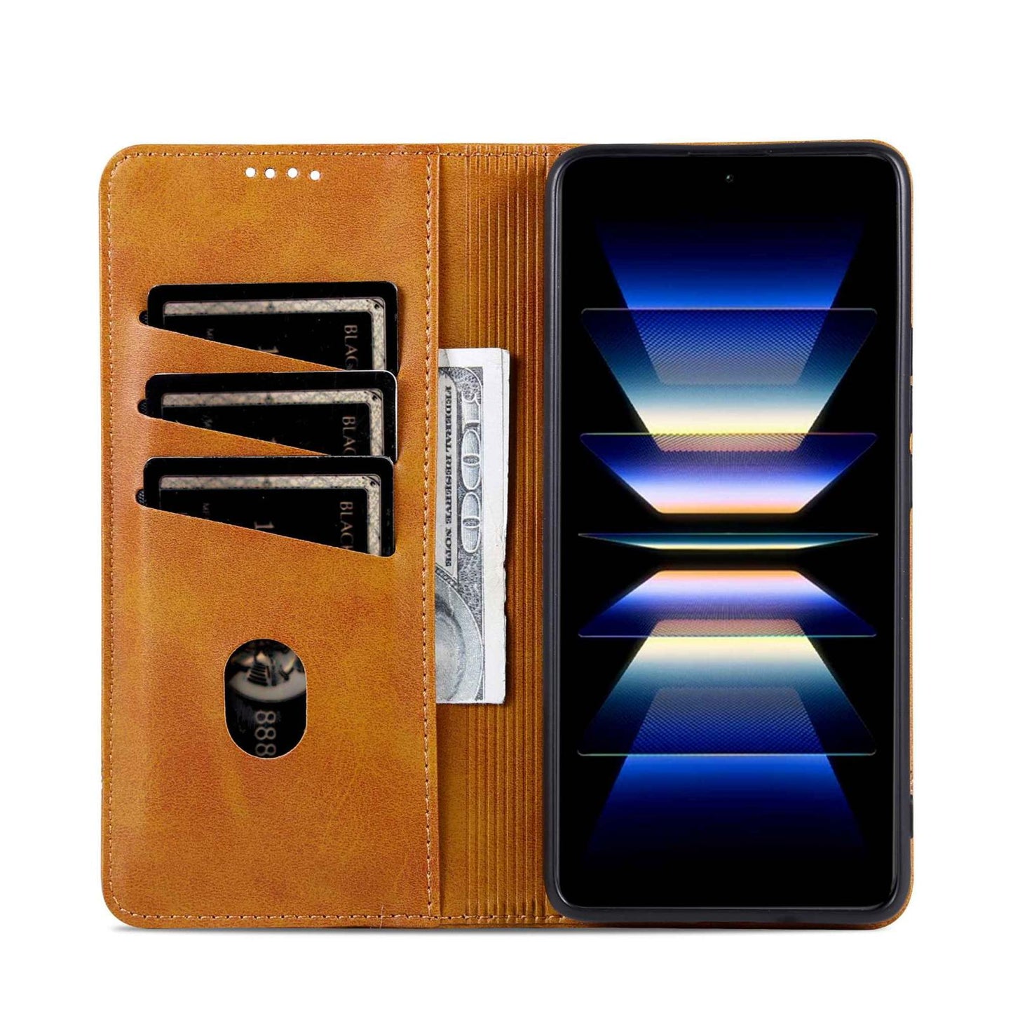 For Redmi Note 17 Pro 5G Global 163mm AZNS Magnetic Calf Texture Flip Leather Phone Case(Light Brown)
