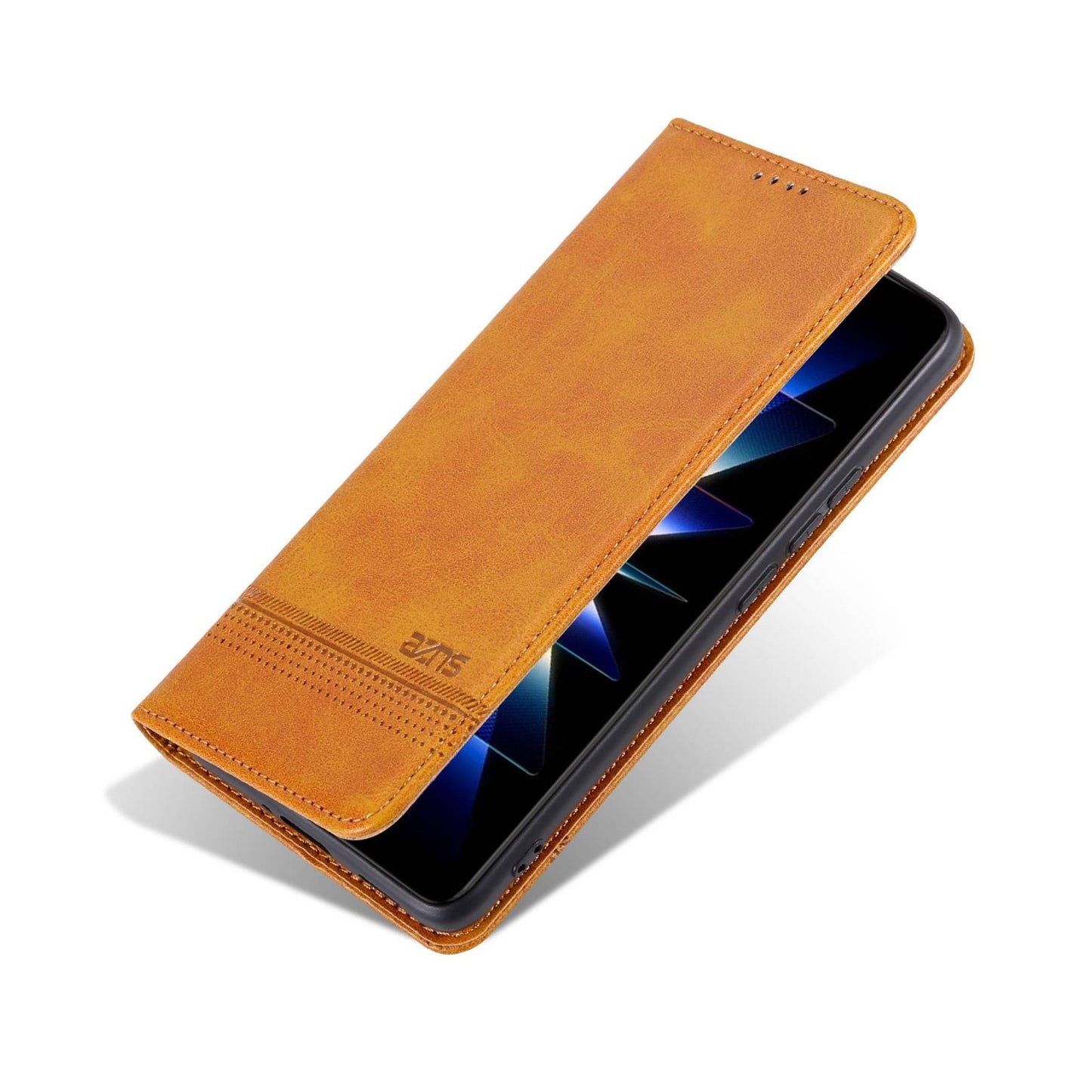 For Redmi Note 17 Pro 5G Global 163mm AZNS Magnetic Calf Texture Flip Leather Phone Case(Light Brown)