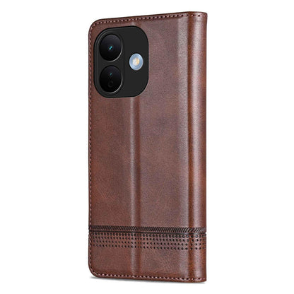 For Redmi Note 17 Pro 5G Global 163mm AZNS Magnetic Calf Texture Flip Leather Phone Case(Dark Brown)