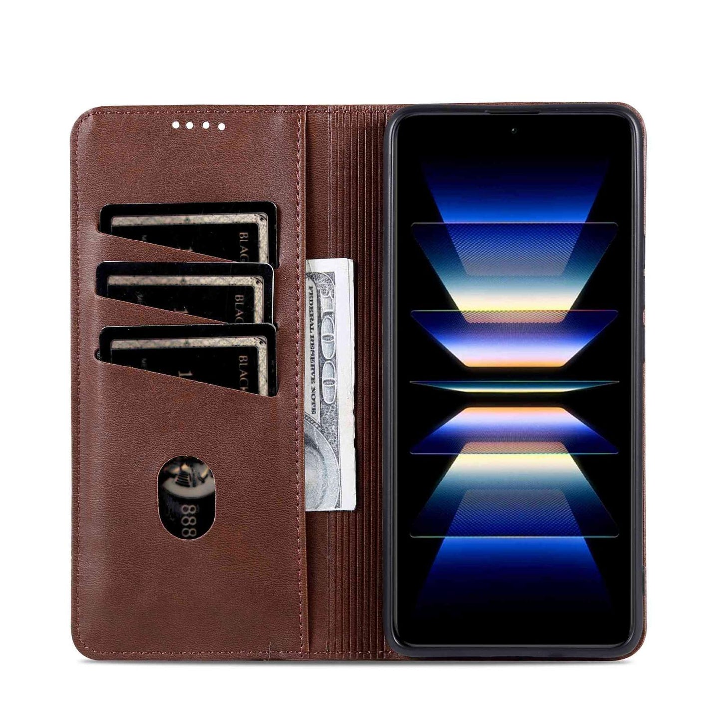 For Redmi Note 17 Pro 5G Global 163mm AZNS Magnetic Calf Texture Flip Leather Phone Case(Dark Brown)