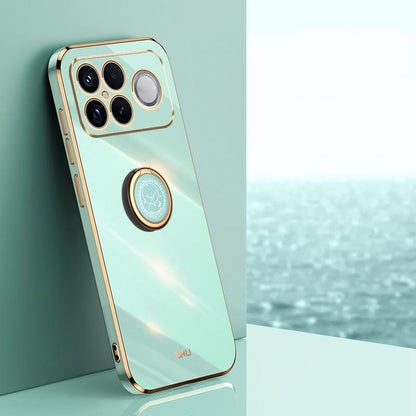For Redmi K90 Pro Max / Poco F8 Ultra XINLI Straight Edge 6D Electroplate TPU Phone Case with Ring Holder(Mint Green)